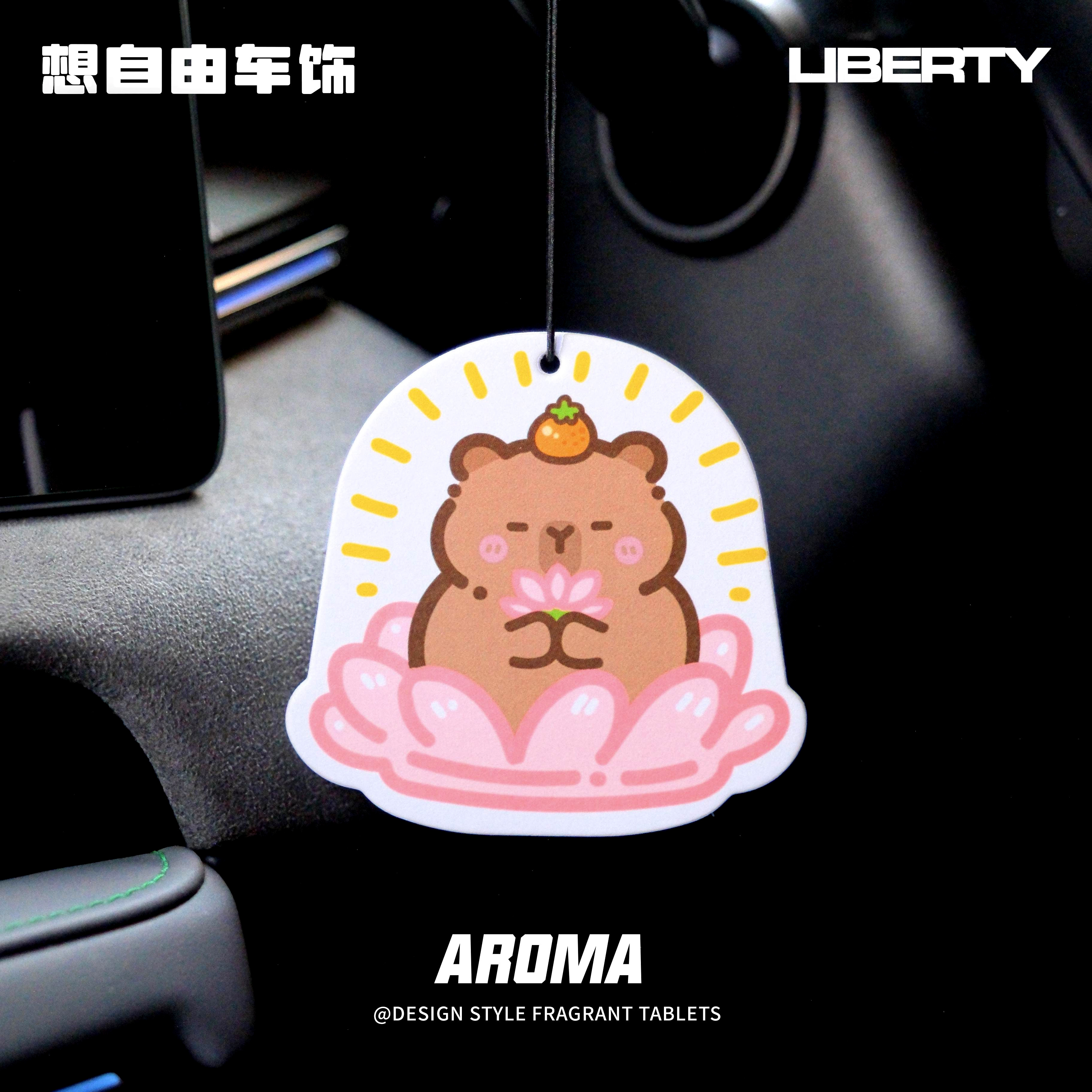 香遇之旅 卡比巴拉佛系莲花水豚车载香片车用香薰卡片衣柜香薰,淘宝优惠券,粉丝福利购,淘宝优惠卷