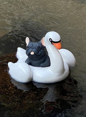 陶瓷小众天鹅法斗摆件卡通创意手工桌面可爱治愈家居陶艺装饰客厅