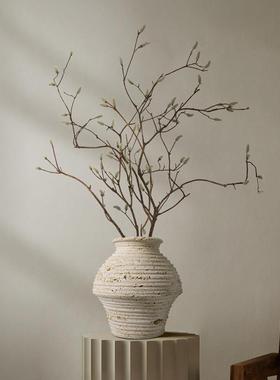 海虹雅林天然大理石石底花瓶装饰摆件侘寂风玄关客厅高级轻奢简约