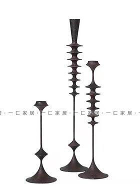 一匚 现代极简黑色曲线花器花艺 样板间售楼处酒店家居烛台摆件