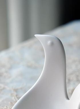 出口美国JA&partylite合作款米白色哑光陶瓷和平鸽子烛台装饰摆饰