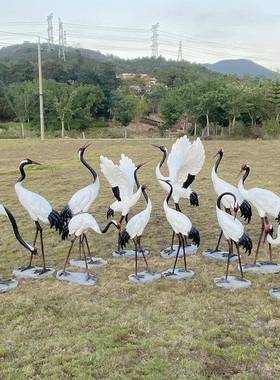 户外彷真玻鹤雕水仙景庭院花园林79542造景观装饰璃纤维小品丹顶