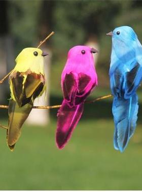 仿小鸟小麻雀真子型款泡沫羽毛09701假鸟模田园庭院美式盆景装夹