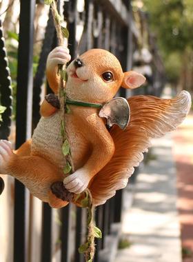 仿真鼠小松摆壁庭院户外动物挂秋千花89581园阳台幼儿园树上装饰