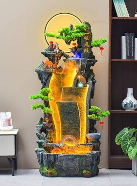 八01243方来财招山流水喷泉客厅环水财风循水轮办公假室落地装饰