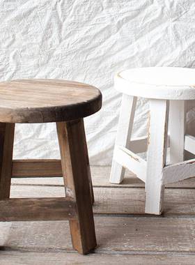 实木复小古做桌面小凳子个性创意椅子架家居花饰品装饰道30754具