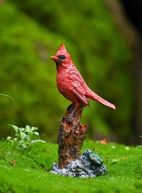 创意可爱62077饰小鸟摆件花园盆景假山造景摆仿真翠鸟莺鸟设树脂