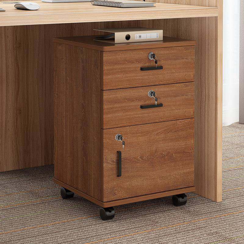 免安装木质带锁资料柜办公室桌下抽屉式文件柜移动矮柜储物收纳柜 - 图1