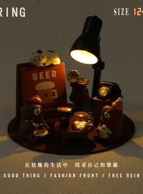 咖夜酒84038复古美拉送德咖啡酒馆日小夜灯装饰小摆件咖啡礼店盒