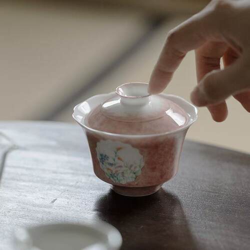 里作福利清仓功夫茶具粉彩手绘干泡盘盖碗茶壶茶杯壶承手工主人杯 - 图2