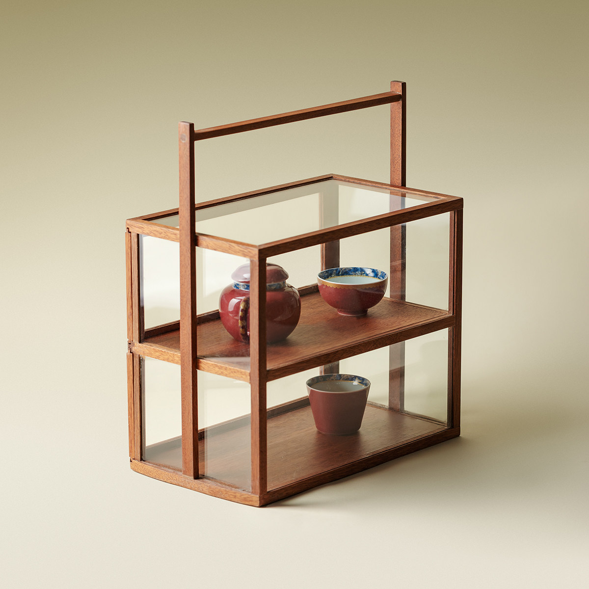 里作 新中式花梨木双层玻璃收纳柜茶杯茶壶陈列展示柜茶具收纳架,淘宝优惠券,粉丝福利购,淘宝优惠卷