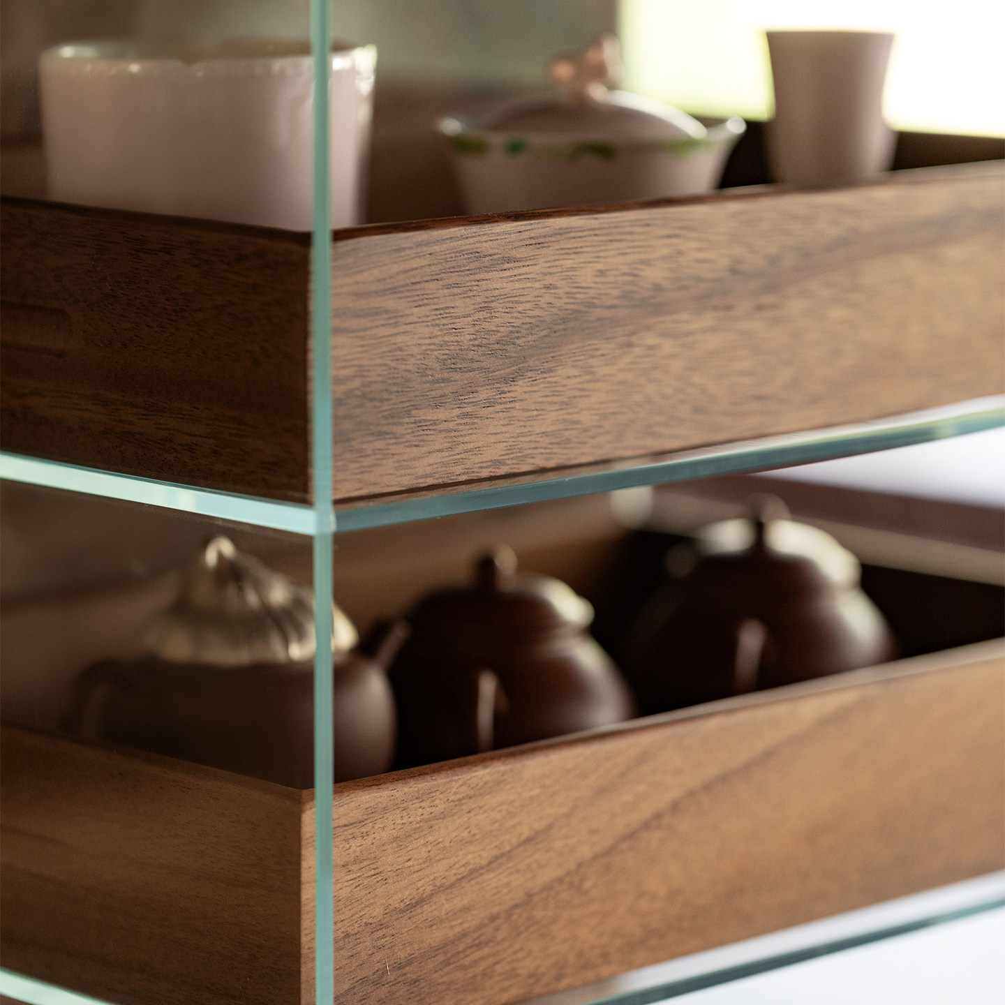 里作中式黑胡桃木储物柜可移动复古风玻璃柜高颜值家用客厅置物柜,淘宝优惠券,粉丝福利购,淘宝优惠卷