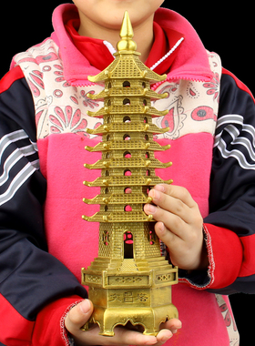 纯铜九层新款精工文昌塔摆件十三层塔办公桌书房装饰