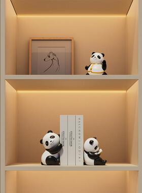 贝汉美可爱熊猫书挡摆件客厅酒柜家居装饰品玄关书架桌面书立礼物