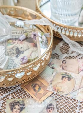 北欧轻奢铁艺镀金玻璃镜面托盘软装家居摆件盘装饰拍照道具收纳盘