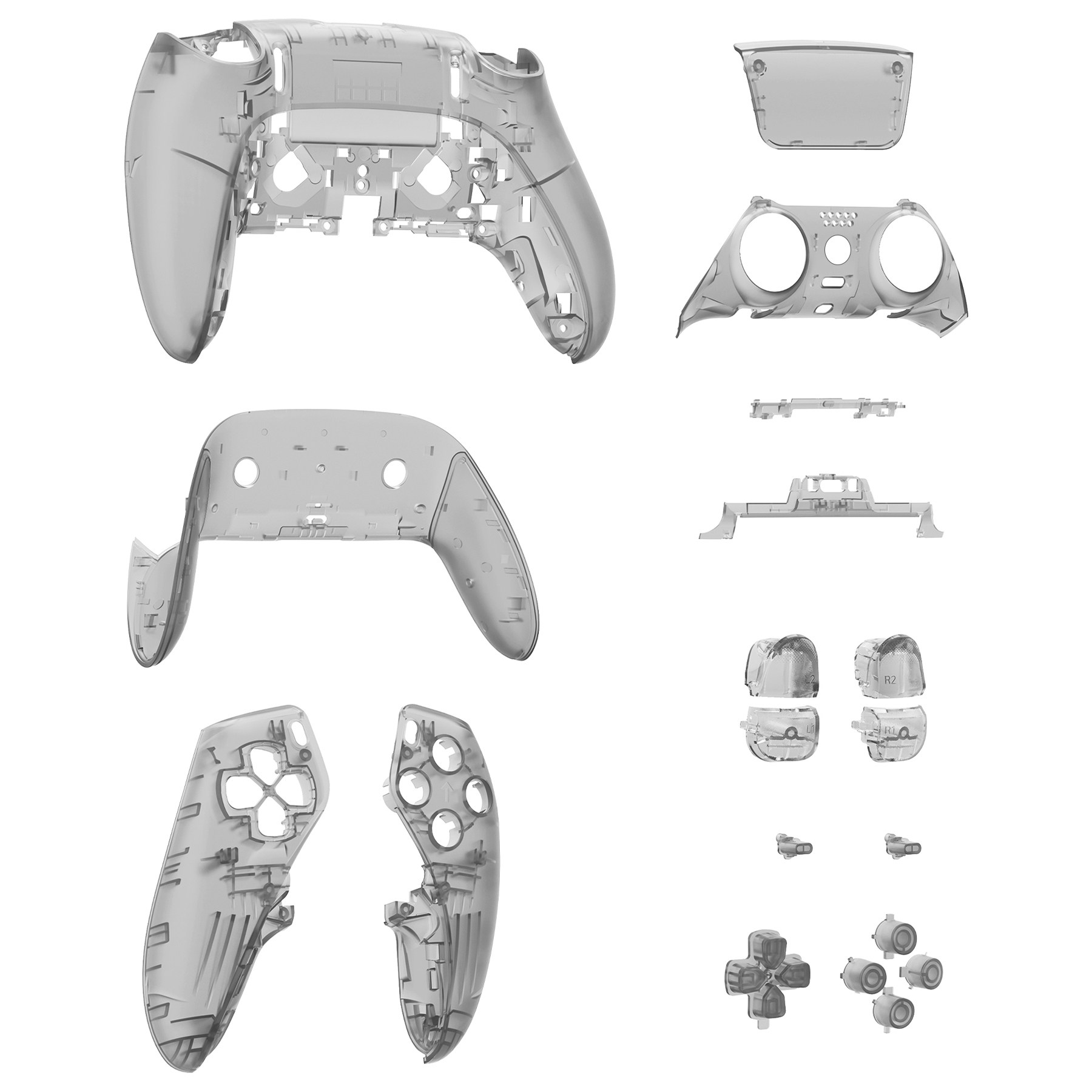 eXtremeRate易极改PS5 Edge手柄全套替换壳键套装全透明磨砂外壳适配索尼Edge手柄DIY个性改装易安装 - 图3
