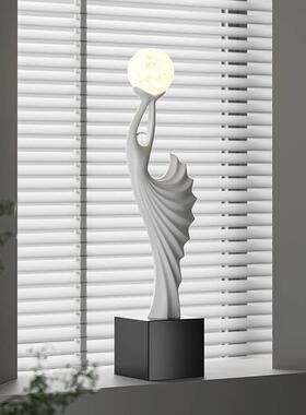 高级感客厅电视柜大型落地灯装饰摆件简约现代入户门抽象艺术摆设