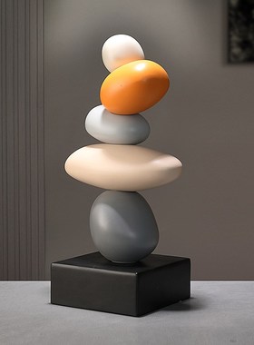 轻奢高级感时来运转客厅石头摆件酒柜玄关寓意好家居电视柜装饰品