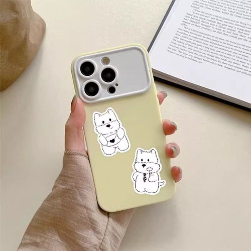 【大图释官方授权】卡通黑白高地小狗贴纸简笔画可爱呆萌装饰贴画小图案diy防水手帐行李箱电脑手机水杯贴画 - 图2