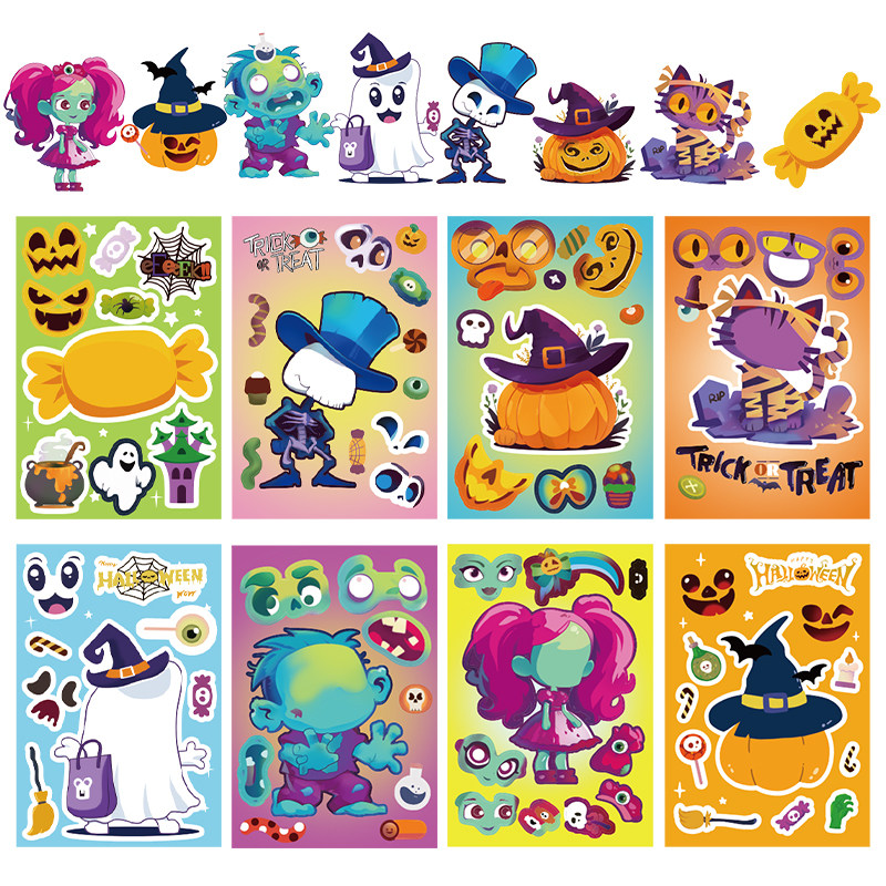 【大图释官方授权】万圣节卡通精美人物儿童益智趣味创意亲子互动手工diy自粘装饰标签手账换装玩具贴画贴纸,淘宝优惠券,粉丝福利购,淘宝优惠卷