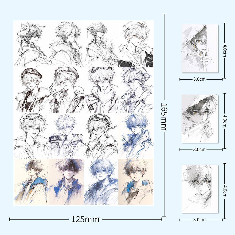 188张男生绘画临摹素材贴纸美术帅气速写练习贴画手机手账diy贴纸,淘宝优惠券,粉丝福利购,淘宝优惠卷