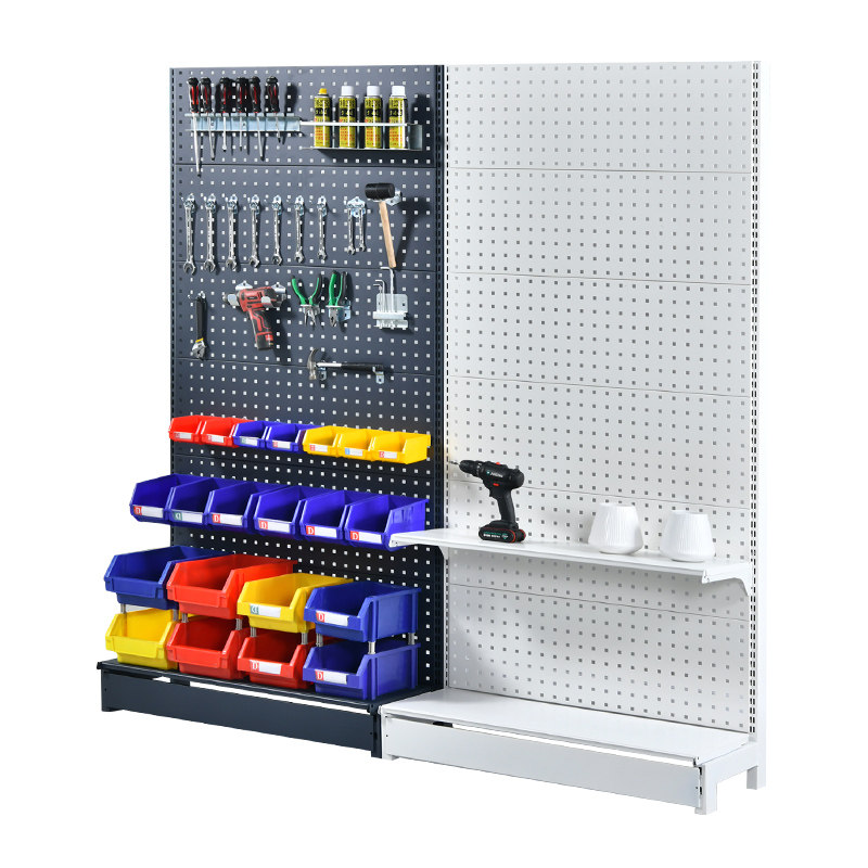 Thickened square hole hardware tool rack workshop hole plate display rack material organizing rack metal auto repair parts shelf