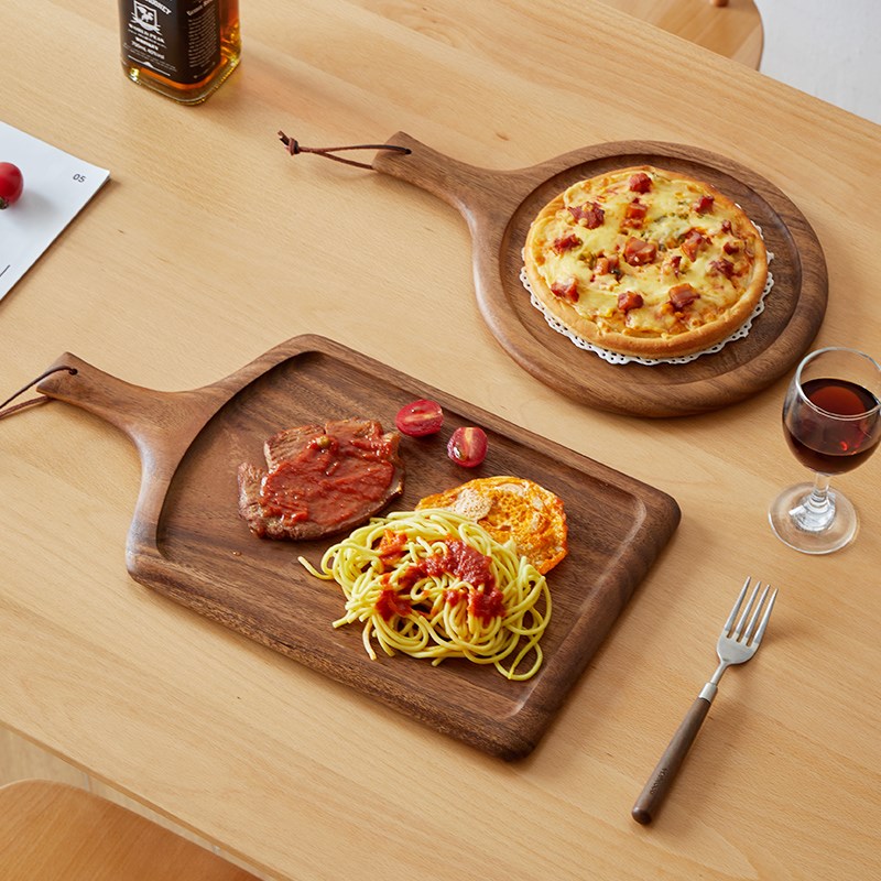 实木牛排餐盘日式木质披萨盘牛扒木板餐具木盘子木头托盘西餐摆盘 - 图2