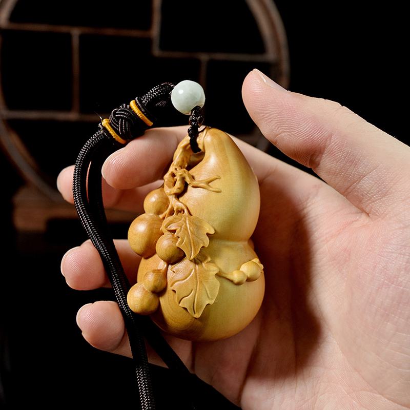 小叶黄杨木雕葫芦汽车挂件手把件福禄满堂男文玩工艺礼品拇指把玩 - 图1