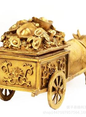 铜拉230车件黄铜生肖牛水牛金qian牛牛摆拉元宝家饰品居摆件会销