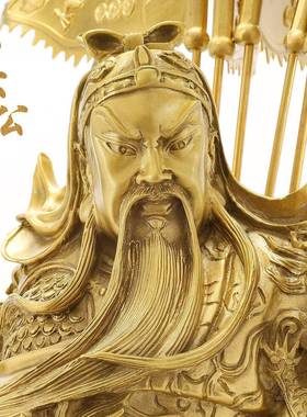 铜大关公摆件客厅商九龙关神铺公铜像黄铜武财关公EPS像供奉神像