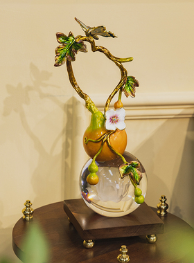 现代轻奢水晶球葫芦摆件客厅玄关酒柜办公室创意家居装饰品礼品