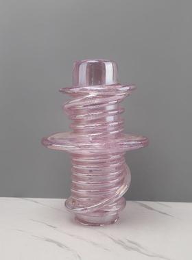现代简约琉璃旋风花瓶工艺品北欧家居客厅样板房酒柜装饰品摆件
