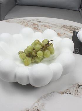 简约花瓣水果盘艺术现代法式家居首饰收纳托盘奶油装饰品摆件