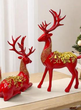 圣诞新麋鹿客厅电视柜玄关装饰品摆件创意树脂工艺品开业生日礼品