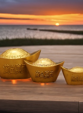 纯铜实心铜元宝摆件招财进宝