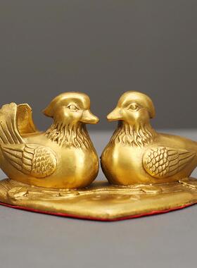 纯铜鸳鸯戏水家居装饰摆件