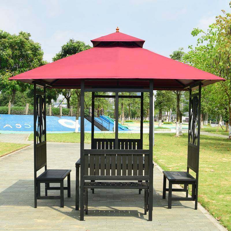户外铁艺花鸟亭庭院花园凉亭欧式豪华帐篷防水四柱亭木啤酒亭,淘宝优惠券,粉丝福利购,淘宝优惠卷