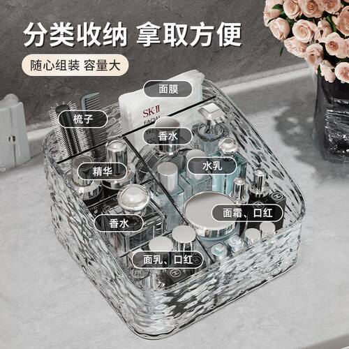 轻奢化妆品收纳盒桌面梳妆台整理护肤品高级感亚克力大容量置物架 - 图2