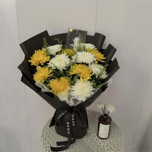 清明节黄白菊混搭花束鲜花速递同城配送祭祀扫墓拜祭北京上海花店 - 图1