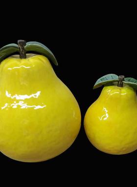 石湾陶瓷柚子仿真水果摆件门厅玄关电视柜新房礼品供奉饰品摆设