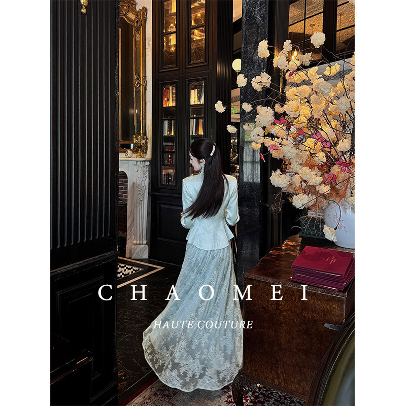 冯（CHAOMEI【绫蓝】国风新中式女装秋季新款外套+蕾丝料半裙套装,淘宝优惠券,粉丝福利购,淘宝优惠卷