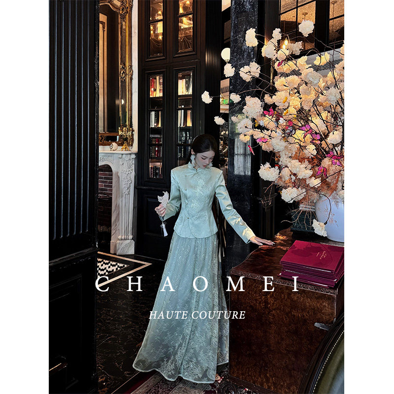 冯（CHAOMEI【绫蓝】国风新中式女装秋季新款外套+蕾丝料半裙套装,淘宝优惠券,粉丝福利购,淘宝优惠卷