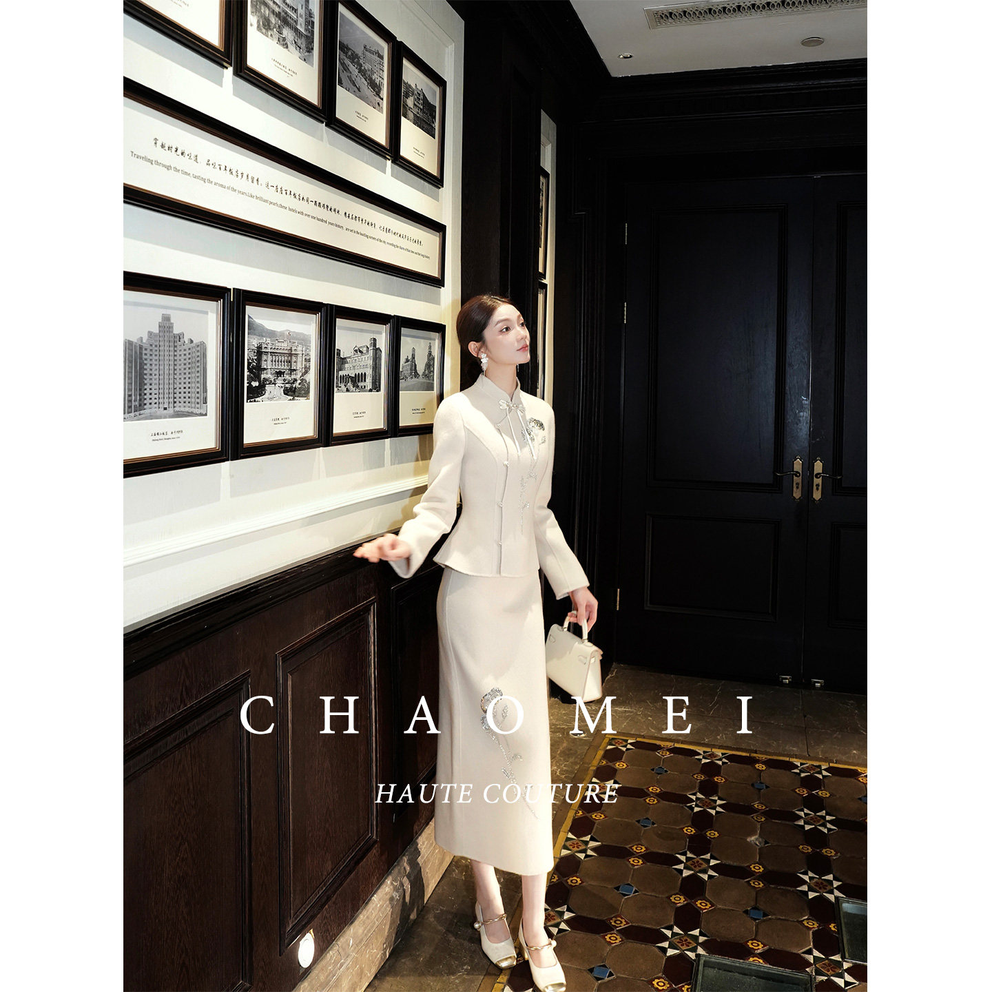 清仓特价【银华梦】新中式女装刺绣修身绵羊毛外套半裙套装,淘宝优惠券,粉丝福利购,淘宝优惠卷