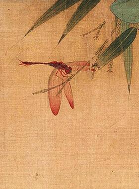谢楚芳乾坤生意图高清微喷古代草虫花卉临摹绢布画稿工笔草虫范本