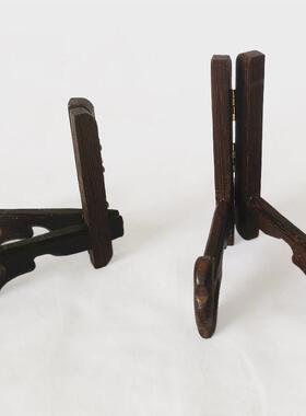 桌面摆件支架 禅意木牌木雕花板木板画木托 展品茶道茶饼展示架