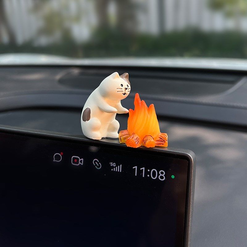 烤火猫咪摆件车载显示屏汽车中控台摆件创意可爱车内装饰品公仔,淘宝优惠券,粉丝福利购,淘宝优惠卷