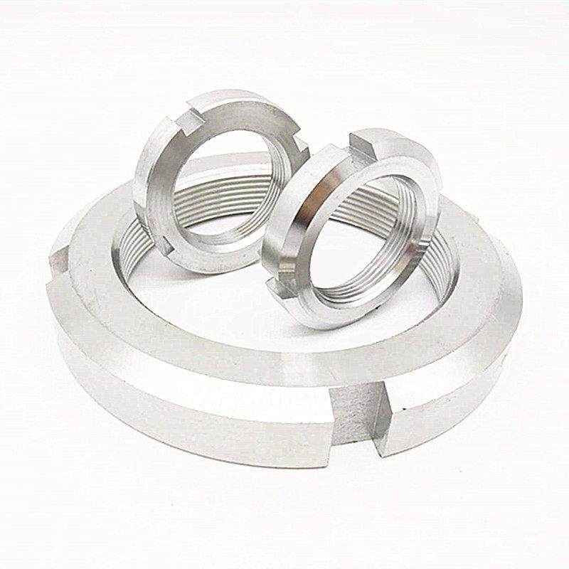 304/316L不锈钢开槽锁紧圆螺母GB812国标止退螺帽四槽并帽反牙 - 图3