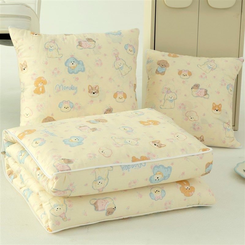 卡通抱枕被子两用可折叠汽车载靠枕办公室午休毯空调被二合一 - 图0