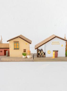 阿楹 日系小木屋装饰品摆件床头电视柜女孩书架家居开 放格展示架