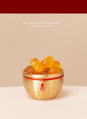 逅里 《聚百福》黄铜聚宝盆 乔迁新家玄关布置摆件 开业高档礼物
